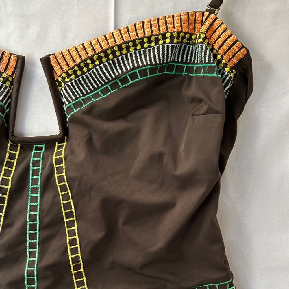 Nanette Lepore Brown with colorful details. Mayan Rivera One Piece Swimsuit - Picture 5 of 14